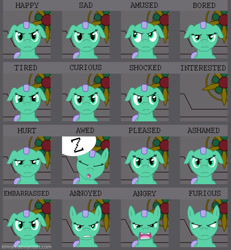 Size: 1055x1140 | Tagged: safe, artist:kinrah, oc, oc only, oc:aquamarine tide, pony, angry, atg 2017, facial expressions, floppy ears, newbie artist training grounds, short mane, sleeping, z