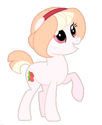 Size: 740x908 | Tagged: safe, artist:lalalover4everyt, oc, oc only, oc:strawberry sorbet, earth pony, pony, female, mare, raised hoof, simple background, solo, transparent background