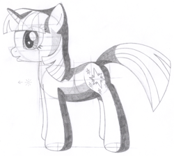 Size: 1422x1280 | Tagged: safe, artist:aafh, twilight sparkle, unicorn, monochrome, solo, traditional art