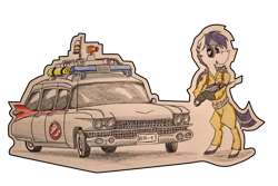Size: 5184x3456 | Tagged: safe, artist:bumskuchen, oc, oc only, oc:aloe, zebra, absurd resolution, clothes, ghostbusters, request, simple background, solo, traditional art, transparent background, vehicle