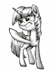 Size: 1024x1365 | Tagged: safe, artist:helmie-art, twilight sparkle, twilight sparkle (alicorn), alicorn, pony, angry, female, mare, monochrome, simple background, sketch, solo