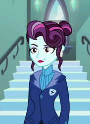 Size: 984x1354 | Tagged: artist needed, safe, principal abacus cinch, equestria girls, abacus cinch through the years, alternate hairstyle, crystal prep academy, missing accessory, no glasses, solo, younger, younger cinch