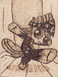 Size: 594x786 | Tagged: safe, artist:malte279, apple bloom, pyrography, show stoppers outfit, stage, traditional art