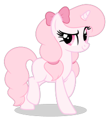 Size: 1224x1376 | Tagged: safe, artist:cutiesparkle, oc, oc only, oc:pinkster, pony, unicorn, bow, female, hair bow, mare, raised eyebrow, raised hoof, solo