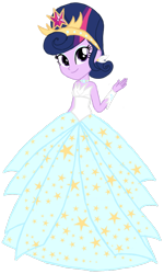 Size: 674x1122 | Tagged: safe, artist:tsundra, twilight sparkle, equestria girls, alternate hairstyle, bare shoulders, clothes, crown, dress, jewelry, regalia, simple background, sleeveless, solo, strapless, transparent background, vector