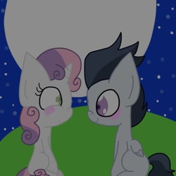 Size: 894x894 | Tagged: safe, artist:mmdfantage, rumble, sweetie belle, female, male, rumbelle, shipping, straight