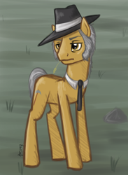 Size: 1280x1751 | Tagged: safe, artist:farcuf, igneous rock pie, hat, solo, standing