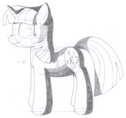 Size: 1345x1262 | Tagged: safe, artist:aafh, twilight sparkle, unicorn, monochrome, solo, traditional art