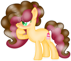 Size: 1024x878 | Tagged: safe, artist:chocolateart334, oc, oc only, earth pony, pony, female, mare, offspring, parent:cheese sandwich, parent:pinkie pie, parents:cheesepie, simple background, solo, transparent background