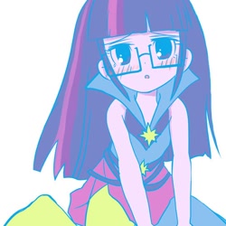 Size: 500x500 | Tagged: safe, artist:uro_3, twilight sparkle, equestria girls, rainbow rocks, blushing, cute, glasses, solo