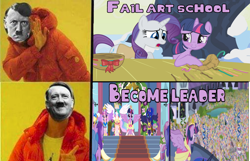 Size: 1672x1075 | Tagged: safe, edit, edited screencap, screencap, twilight sparkle, twilight sparkle (alicorn), alicorn, pony, princess twilight sparkle (episode), winter wrap up, adolf hitler, art school, celebration, cheer, crown, drake, exploitable meme, hitler did nothing wrong, hotline bling, jewelry, leader, meme, nest, regalia, screencap comic