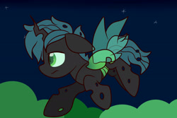 Size: 3000x2000 | Tagged: safe, artist:lynchristina, oc, oc only, oc:mothball, changeling, fanfic:daughter of discord, changeling oc, flying, night, solo