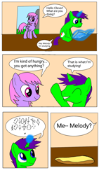 Size: 1080x1920 | Tagged: safe, artist:toyminator900, oc, oc only, oc:clever clop, oc:melody notes, pegasus, pony, unicorn, comic, glowing horn, magic, telekinesis