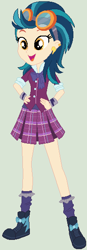 Size: 198x569 | Tagged: safe, artist:ra1nb0wk1tty, indigo zap, equestria girls, clothes, crystal prep academy uniform, goggles, school uniform, shoes, socks, solo