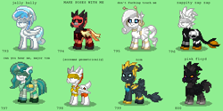 Size: 1000x500 | Tagged: safe, changeling, pegasus, pony, unicorn, :o, blindfold, buzzwole, celesteela, clothes, fangs, female, frown, glare, glowing eyes, guzzlord, kartana, male, mare, necrozma, nihilego, open mouth, pheromosa, pokémon, pokémon sun and moon, ponified, pony town, saddle bag, scarf, skirt, smiling, stallion, sunglasses, ultra beast, visor, vulgar, xurkitree