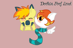 Size: 3000x2000 | Tagged: safe, artist:dookin, oc, oc only, oc:dookin foof lord, oc:yaktan, blushing, clothes, cute, gay, kissing, love, male, scarf, shipping
