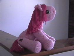 Size: 320x240 | Tagged: safe, artist:lindsaycollett, cherries jubilee, g1, crochet, irl, photo, plushie, yarn