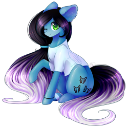 Size: 2236x2238 | Tagged: safe, artist:magicalbrownie, oc, oc only, oc:despy, earth pony, pony, clothes, female, high res, mare, one eye closed, raised hoof, shirt, simple background, sitting, solo, transparent background, wink