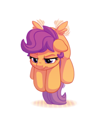 Size: 1100x1400 | Tagged: safe, artist:bobdude0, scootaloo, pegasus, pony, cute, cutealoo, female, filly, floating, flying, grumpy, scootaloo can fly, scootaloo can't fly, simple background, solo, unamused