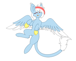 Size: 1802x1440 | Tagged: safe, artist:despotshy, oc, oc only, oc:rift, hippogriff, female, one eye closed, simple background, solo, spread wings, transparent background, wings, wink