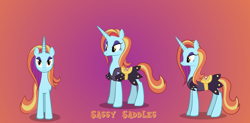 Size: 1358x667 | Tagged: safe, artist:silky-seams, sassy saddles, pony, unicorn, solo