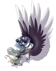 Size: 3432x4389 | Tagged: safe, artist:crazllana, oc, oc only, oc:rye, pegasus, pony, female, floral head wreath, flower, high res, mare, simple background, solo, transparent background