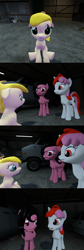 Size: 1400x4184 | Tagged: safe, artist:soad24k, oc, oc only, oc:chipper leaf, oc:righty tighty, oc:rin, pony, 3d, absurd resolution, cyoa, cyoa:filly adventure, female, filly, gmod, mare, sad