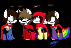 Size: 921x620 | Tagged: safe, artist:blurry-kun, pony, group, ponified, pride, solo, super gay, the mark side