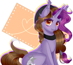 Size: 1382x1221 | Tagged: safe, artist:clefficia, oc, oc only, oc:symphony diamond, pony, unicorn, choker, female, mare, simple background, sitting, solo, transparent background