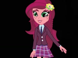 Size: 1024x768 | Tagged: safe, artist:gloriosa-everfree, gloriosa daisy, equestria girls, black background, classy, clothes, crystal prep academy uniform, flowey, school uniform, simple background, solo, undertale