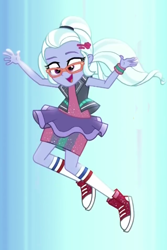 Size: 422x633 | Tagged: safe, screencap, sugarcoat, dance magic, equestria girls, spoiler:eqg specials, clothes, converse, cropped, cute, glasses, open mouth, shoes, skirt, smiling, sneakers, socks, solo, sugarcute, tutu, when she smiles, wristband