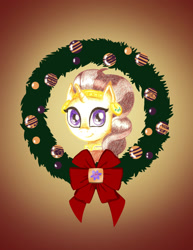 Size: 1280x1656 | Tagged: safe, artist:flutterluv, saffron masala, christmas, christmas wreath, solo