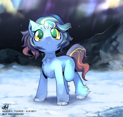 Size: 1280x1222 | Tagged: safe, artist:alts-art, oc, oc only, oc:aurora glow, pony, unicorn, aurora borealis, chest fluff, cloven hooves, plushie, solo