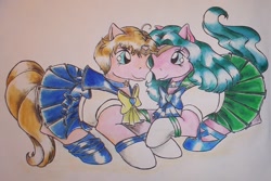 Size: 1420x947 | Tagged: safe, artist:angelberries, pony, g3, ponified, sailor moon, sailor pluto, sailor uranus