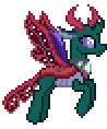 Size: 98x118 | Tagged: safe, artist:botchan-mlp, pharynx, changedling, changeling, to change a changeling, animated, cute, desktop ponies, flying, gif, male, pharybetes, pixel art, prince pharynx, simple background, solo, sprite, transparent background