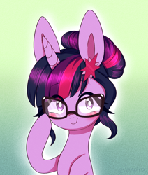 Size: 1120x1321 | Tagged: safe, artist:lnspira, sci-twi, twilight sparkle, pony, unicorn, equestria girls, blushing, cute, equestria girls ponified, female, glasses, looking at you, mare, ponified, raised hoof, smiling, solo, twiabetes, unicorn sci-twi
