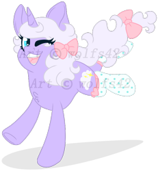 Size: 722x782 | Tagged: safe, artist:wolfs42, oc, oc only, pony, unicorn, cute, female, one eye closed, pastel, simple background, transparent background, watermark, wink