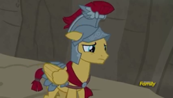 Size: 1280x720 | Tagged: safe, screencap, flash magnus, pegasus, pony, campfire tales, armor, discovery family logo, helmet, male, royal legion, sad, stallion, wings