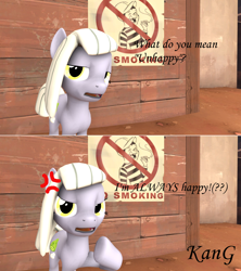 Size: 1920x2164 | Tagged: safe, artist:kmg0047, limestone pie, pony, 3d, ask, blatant lies, cross-popping veins, solo, tumblr