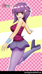 Size: 574x1000 | Tagged: safe, artist:clouddg, sunny flare, dance magic, equestria girls, spoiler:eqg specials, breasts, busty sunny flare, clothes, female, signature, solo