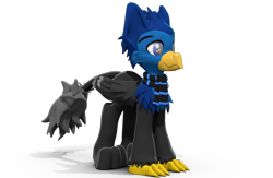 Size: 1485x971 | Tagged: safe, artist:pouncer, oc, oc only, oc:techie screenglow, griffon, 3d, clothes, scarf, solo