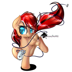 Size: 3000x3000 | Tagged: safe, artist:katakiuchi4u, oc, oc only, oc:alex bash, pegasus, pony, commission, controller, hoof hold, signature, simple background, solo, transparent background