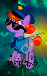 Size: 564x920 | Tagged: safe, copper top, earth pony, pony, clothes, creepypasta, meme, police, police pony, surreal meme, zalgo