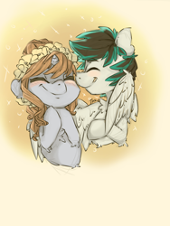 Size: 1200x1600 | Tagged: safe, artist:tamyarts, oc, oc only, pegasus, pony, unicorn, floral head wreath