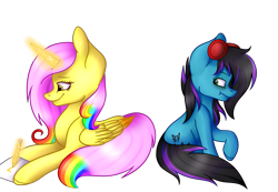 Size: 2339x1616 | Tagged: safe, artist:despotshy, oc, oc only, oc:despy, alicorn, earth pony, pony, drawing, female, headphones, magic, mare, prone, raised hoof, simple background, sitting, transparent background