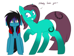 Size: 2112x1600 | Tagged: safe, artist:despotshy, oc, oc only, oc:betty traum, oc:despy, earth pony, pony, female, floppy ears, hypnosis, mare, raised hoof, simple background, size difference, transparent background