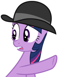 Size: 5553x7200 | Tagged: safe, artist:greenmachine987, twilight sparkle, pony, mmmystery on the friendship express, absurd resolution, bowler hat, hat, simple background, solo, transparent background