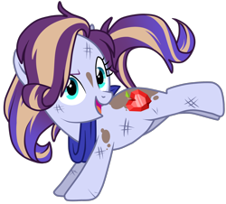 Size: 2082x1882 | Tagged: safe, artist:namygaga, oc, oc only, oc:applejewel, pony, bucking, cute, female, magical lesbian spawn, next generation, offspring, open mouth, parent:applejack, parent:rarity, parents:rarijack, simple background, solo, transparent background