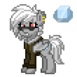 Size: 550x550 | Tagged: safe, artist:radical user 76, oc, oc only, oc:whiteout, bat pony, pony, aviators, bomber jacket, ice, piercing, pixel art, pony town, simple background, solo, transparent background