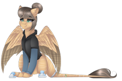 Size: 3000x2000 | Tagged: safe, artist:mauuwde, oc, oc only, oc:gwen, pegasus, pony, augmented tail, clothes, female, high res, hoodie, mare, simple background, sitting, solo, transparent background